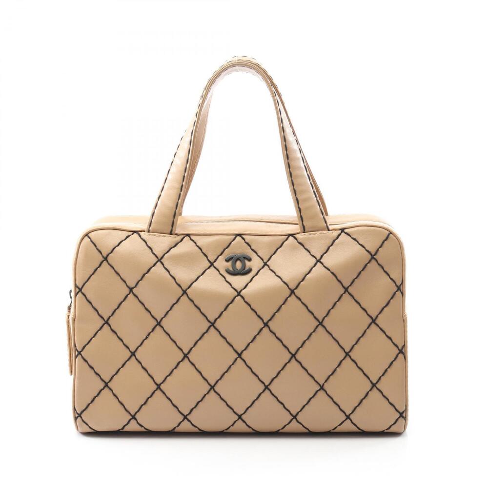 Chanel Wild Stitch Tote Bag Leather Beige